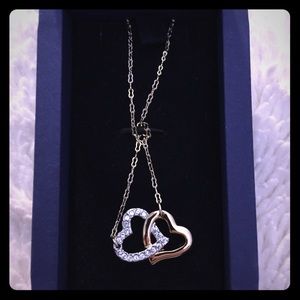NEW Swarovski Gold Heart Necklace w Crystals